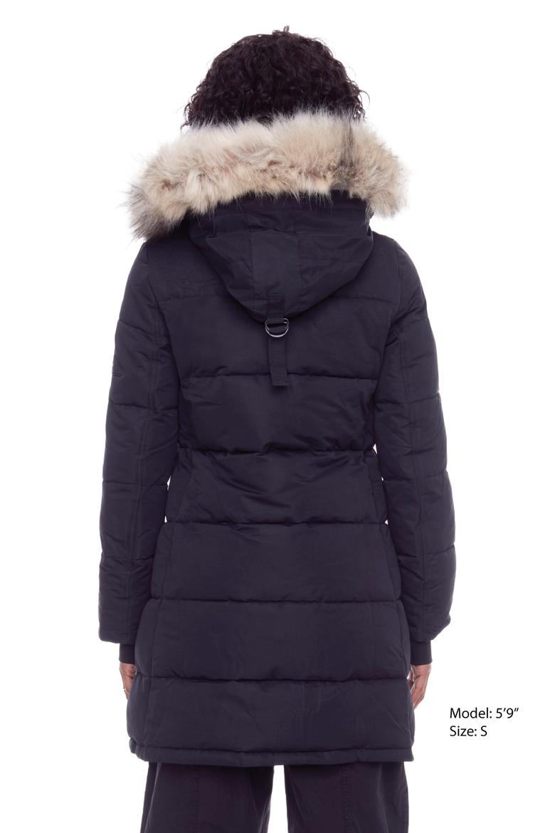AULAVIK - Vegan Down Mid-length Hooded Parka Coat, Alternate, color, BLACK