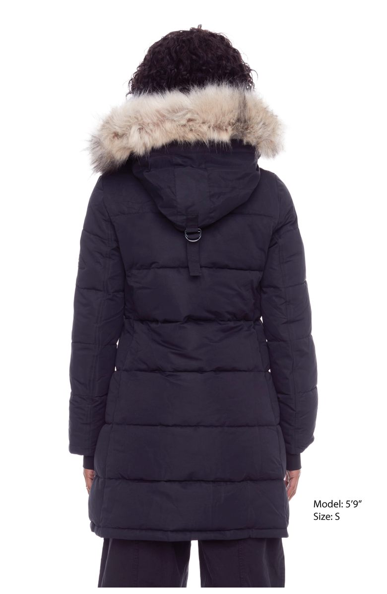 Alpine North AULAVIK - Vegan Down Mid-length Hooded Parka Coat, Alternate, color, Black