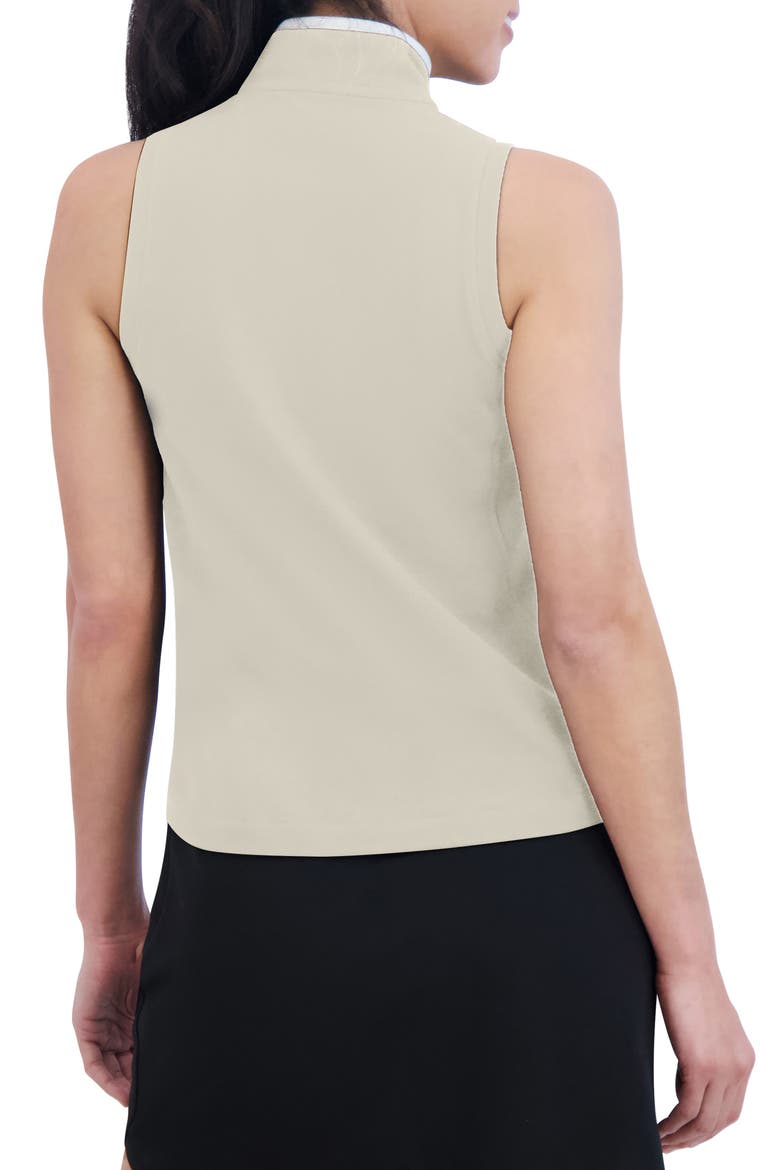 Essential Piqué Collared Sleeveless Top, Alternate, color, BEIGE