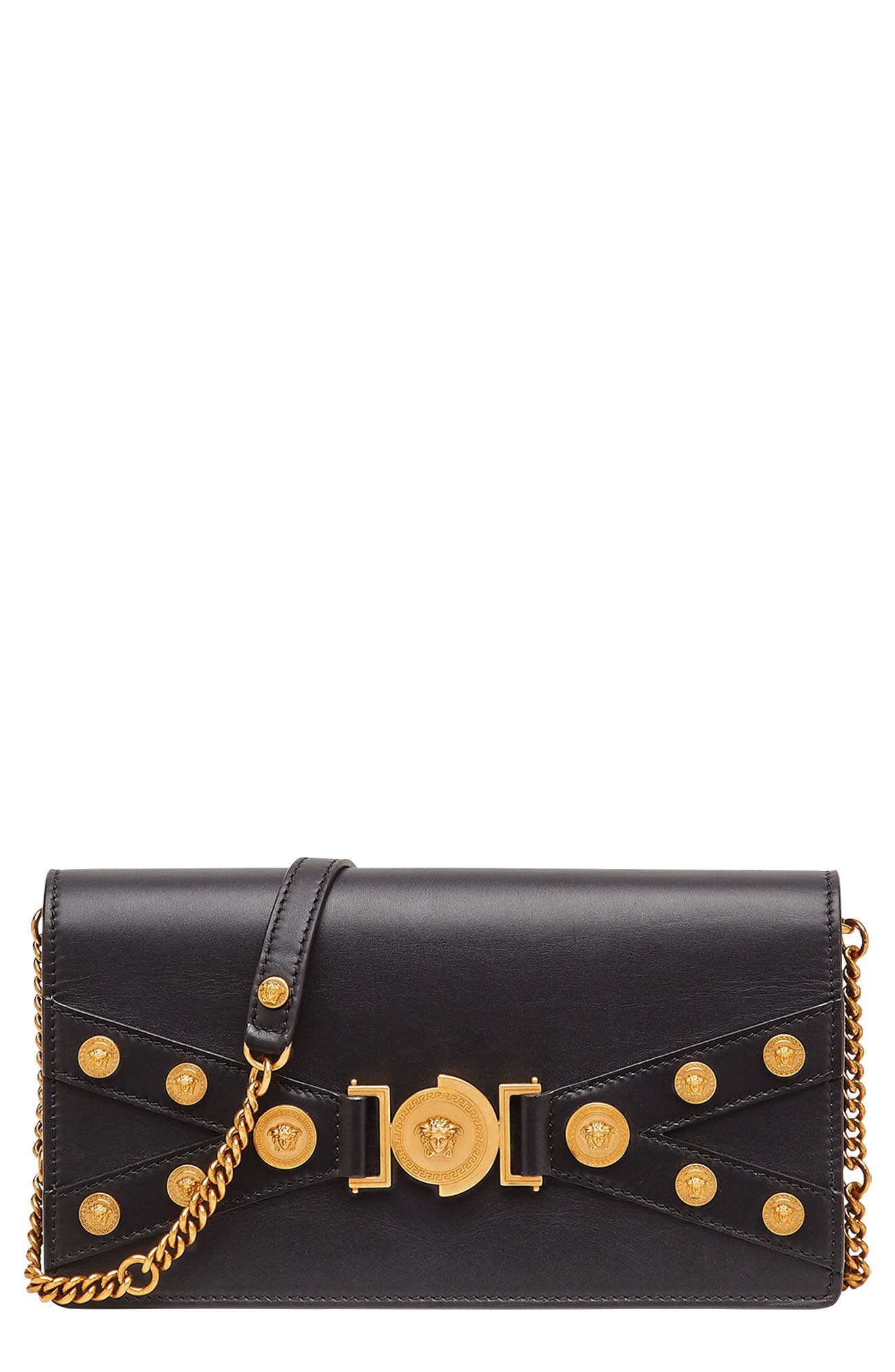Versace Tribute Leather Shoulder Bag, Main, color, 