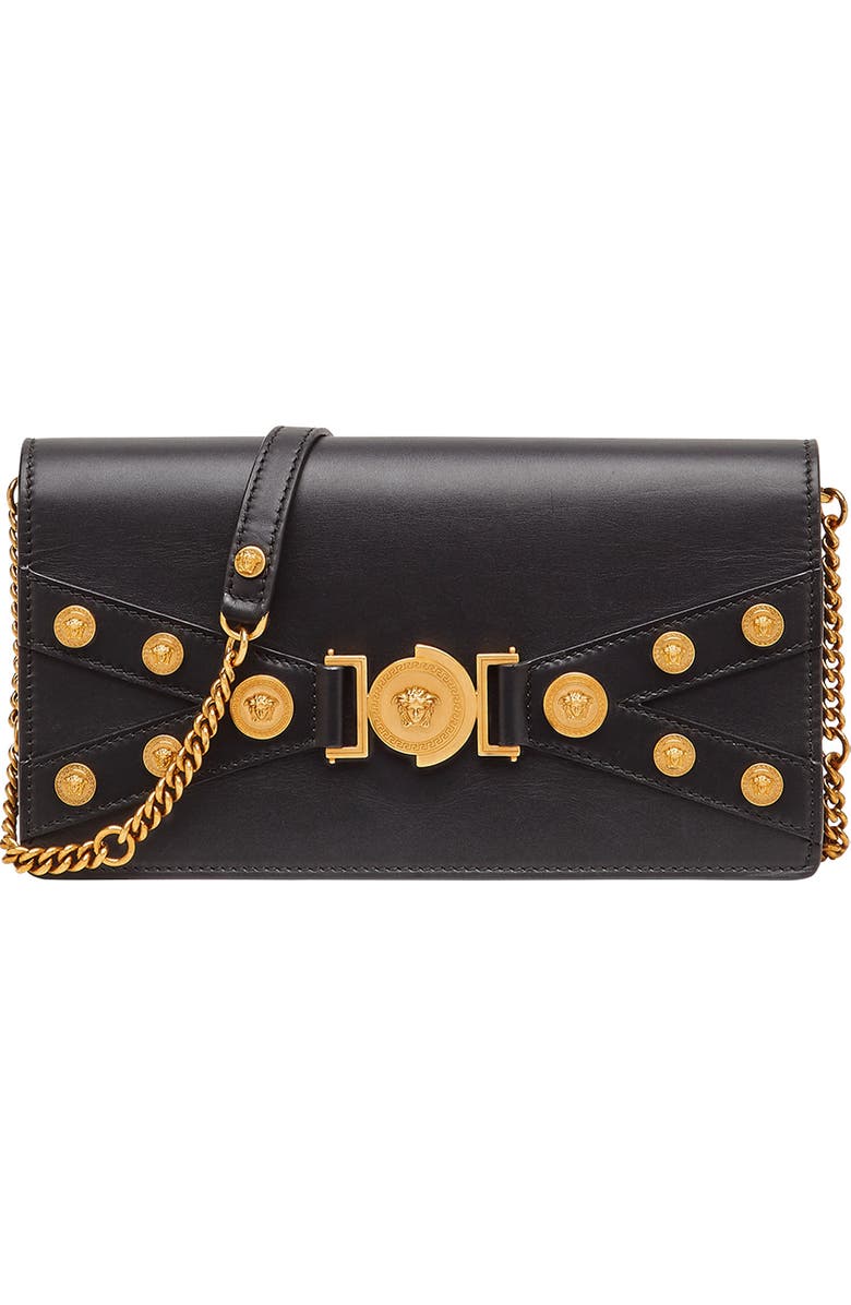 Versace Tribute Leather Shoulder Bag, Main, color,