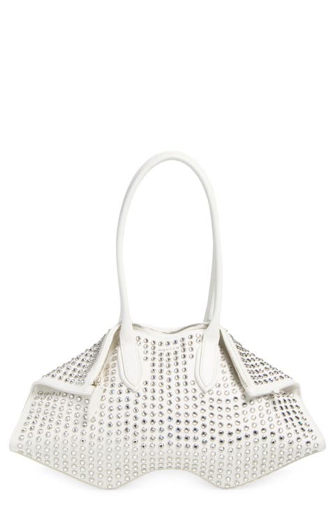 Manta Crystal Studded Leather Shoulder Bag