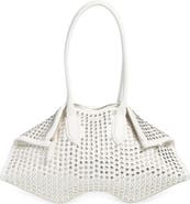 McQueen Manta Crystal Studded Leather Shoulder Bag