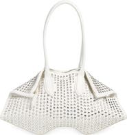McQueen Manta Crystal Studded Leather Shoulder Bag