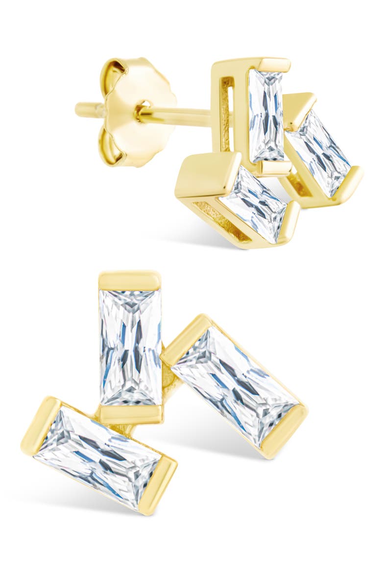 Macy Baguette Cubic Zirconia Stud Earrings, Main, color, GOLD