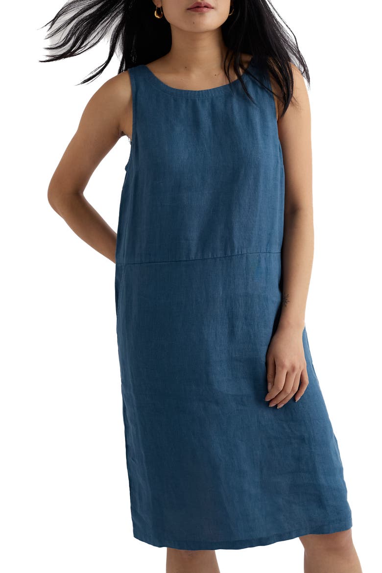 Salt Weave Linen Pinafore Dress, Alternate, color, DUSK