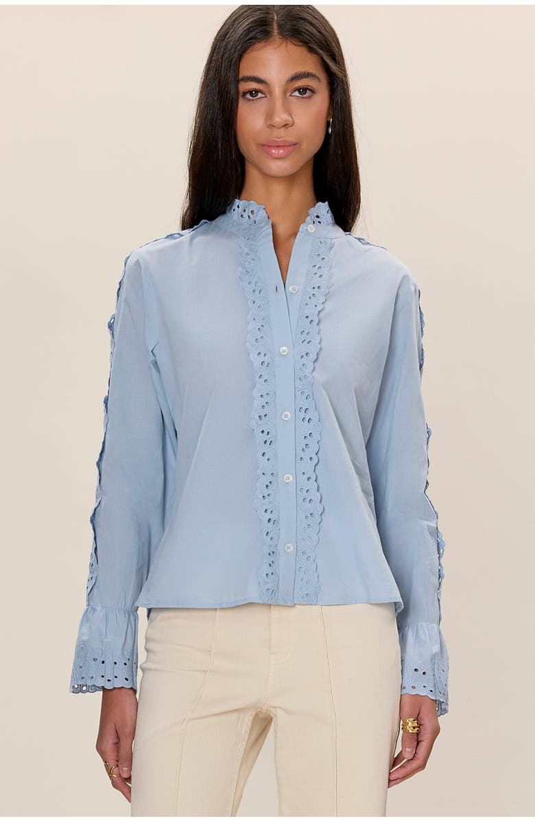 Rebecca Taylor Lorelai Embroidered Shirt, Main, color, Chambray