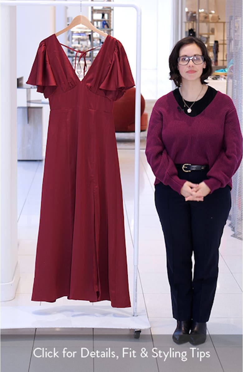 Casper Flutter Sleeve Satin Dress, sales video thumbnail