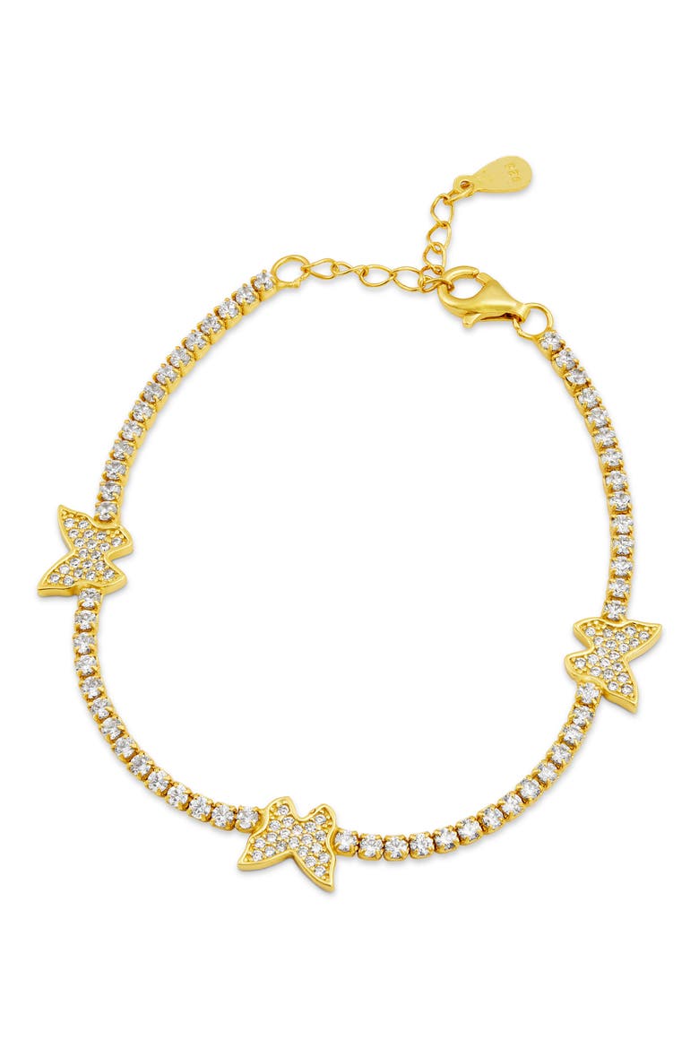 Cubic Zirconia Pavé Butterfly Station Bracelet, Main, color, YELLOW