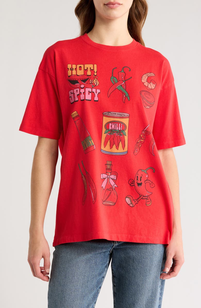 Damson Madder Chilli Boyfriend Organic Cotton Graphic T-Shirt, Main, color, 