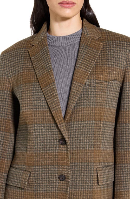 Theory Oversized Blazer In Plaid Wool-cashmere In Brown
