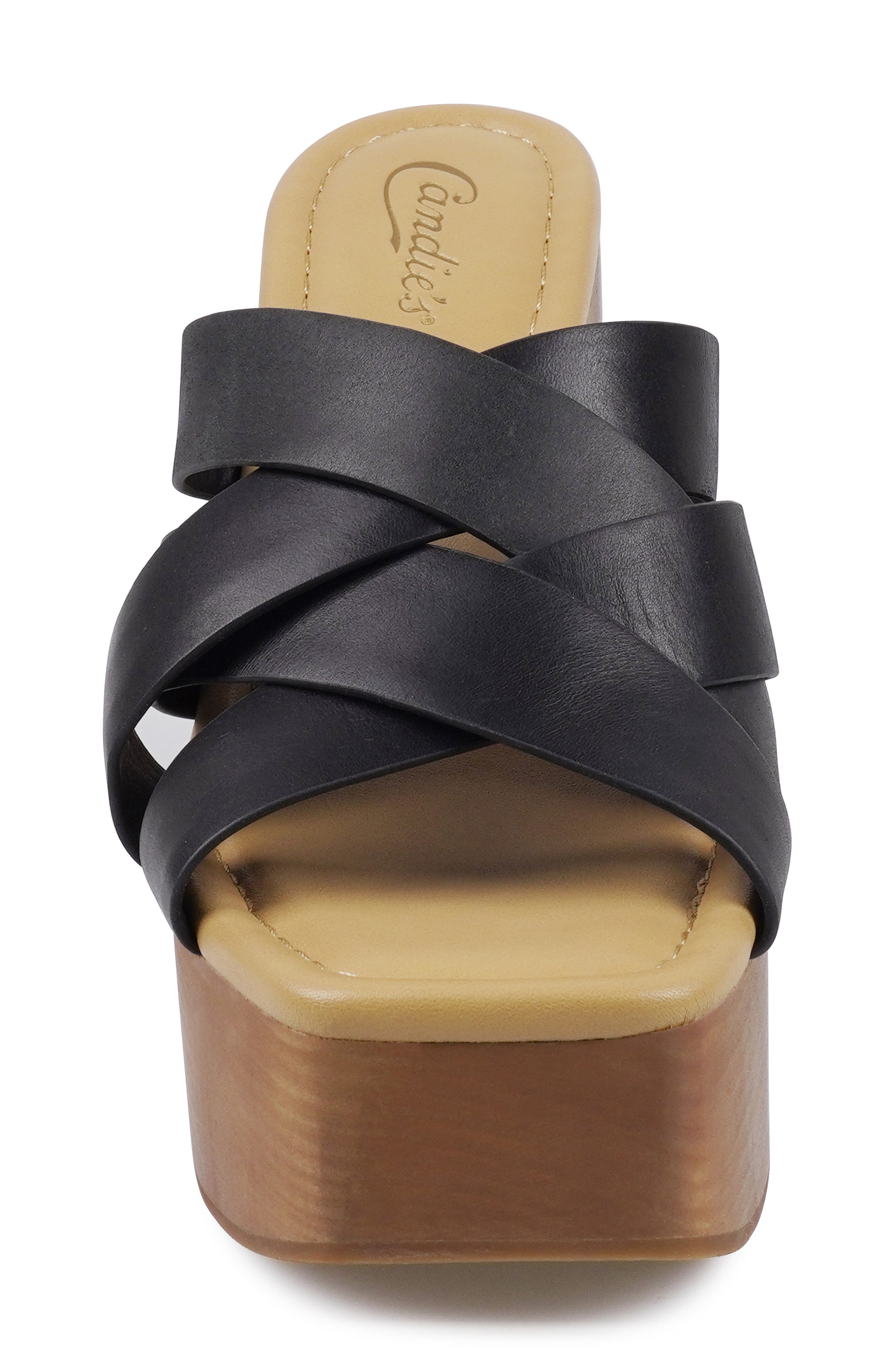 Candie's Marlie Platform Slide Sandal, Alternate, color, Black Leather