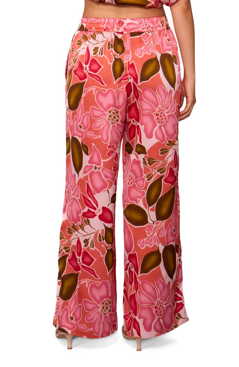 MELLODAY Satin Wide Leg Pants, Alternate, color, Red Multi