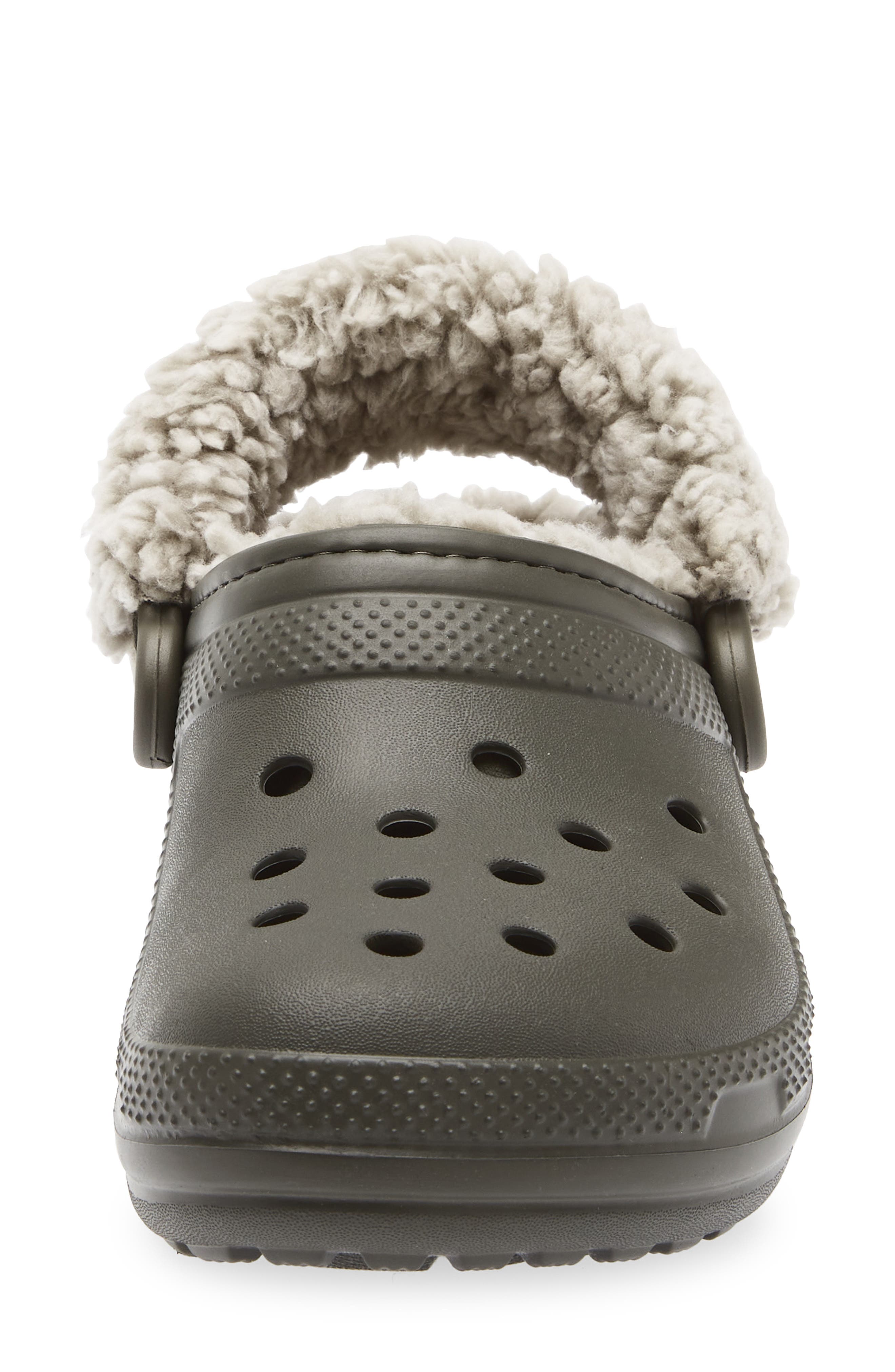 CROCS Classic Fleece Lined Clog, Alternate, color, Dusty Olive