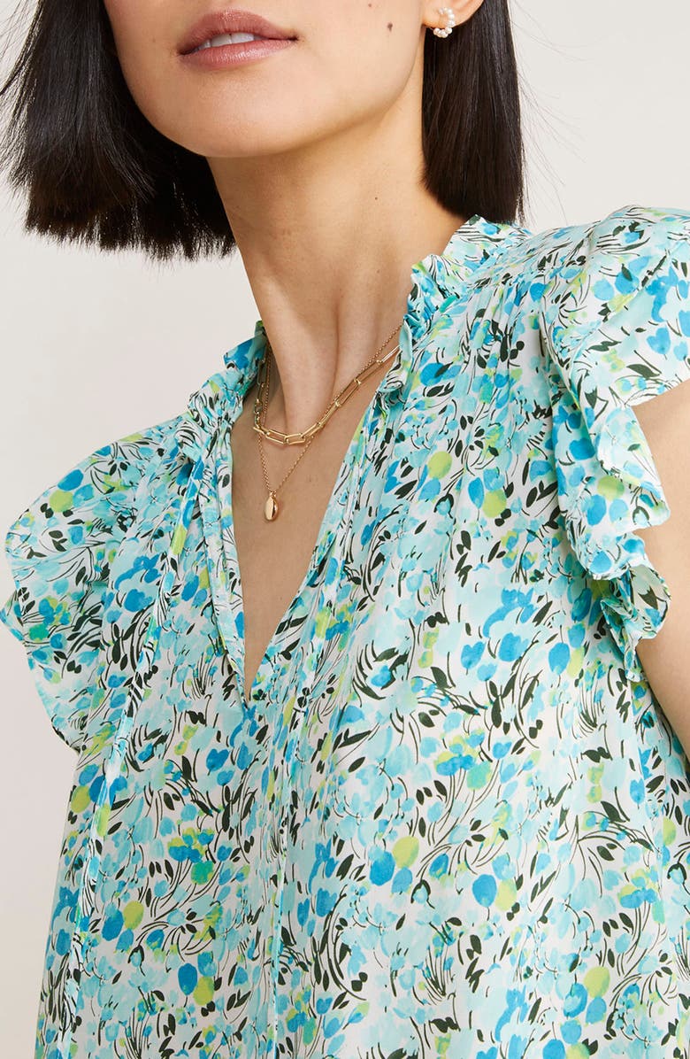 vineyard vines Cupro & Silk Flutter Sleeve Top, Alternate, color, 