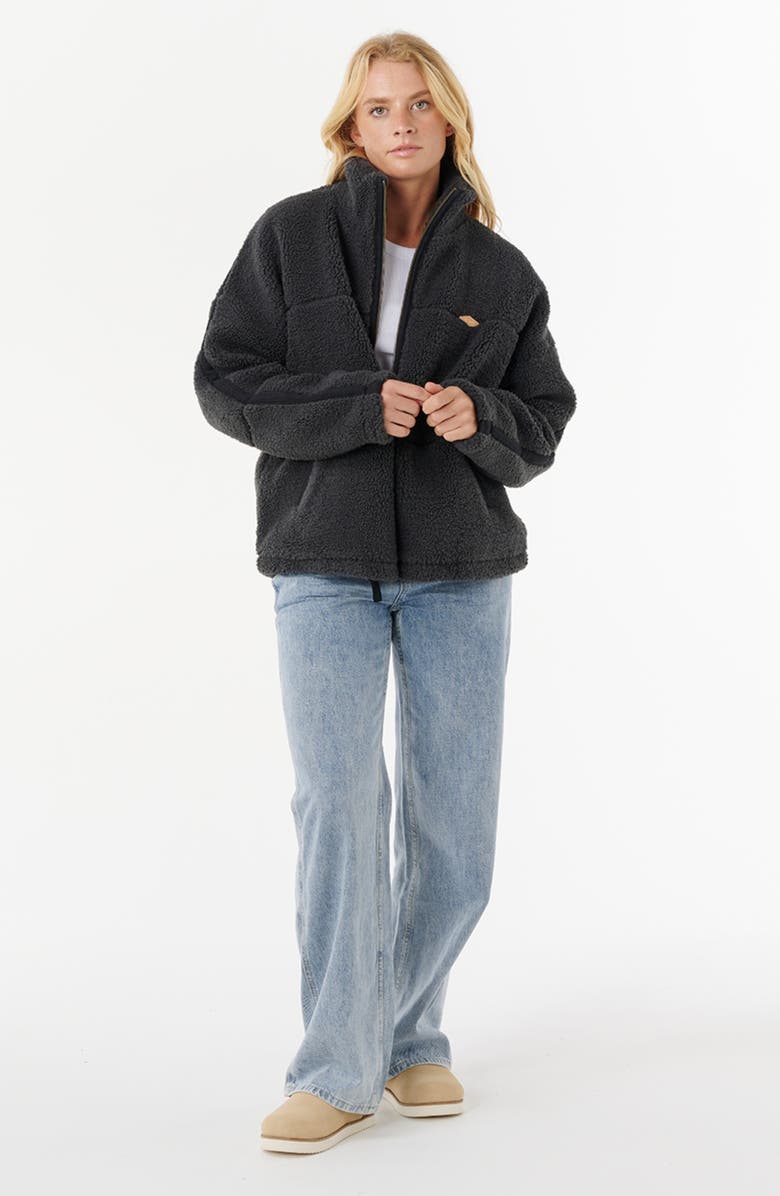 Rip Curl Cala Nights Textured Fleece Zip-Up Jacket, Alternate, color, Washed Black