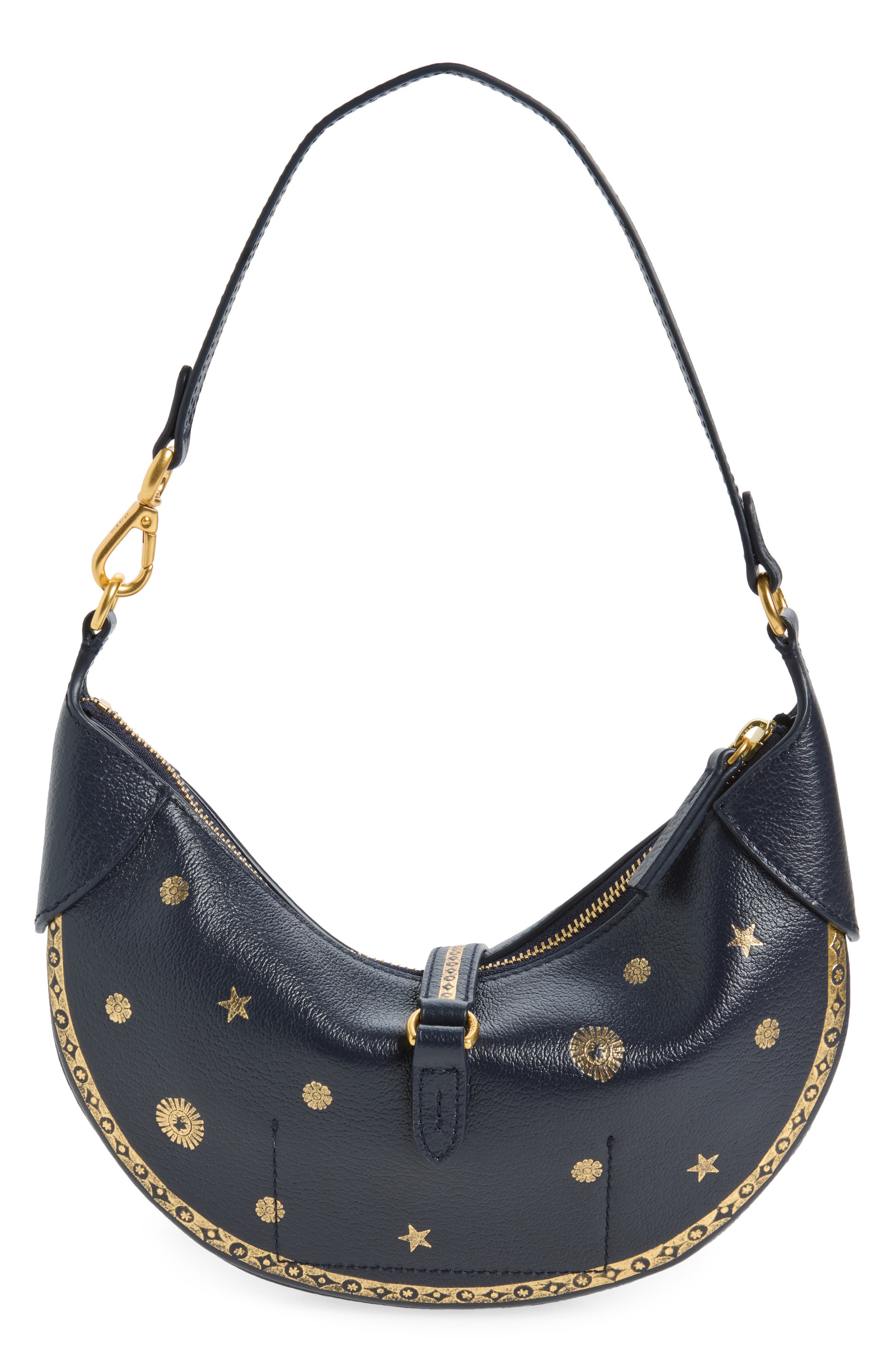 Star Studded Leather Mini Shoulder Bag, Alternate, color, NAVY