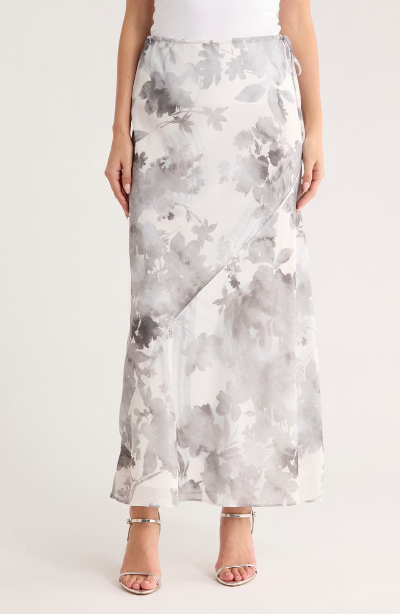 1.STATE Drawstring Column Midi Skirt, Main, color, Gray Dawn