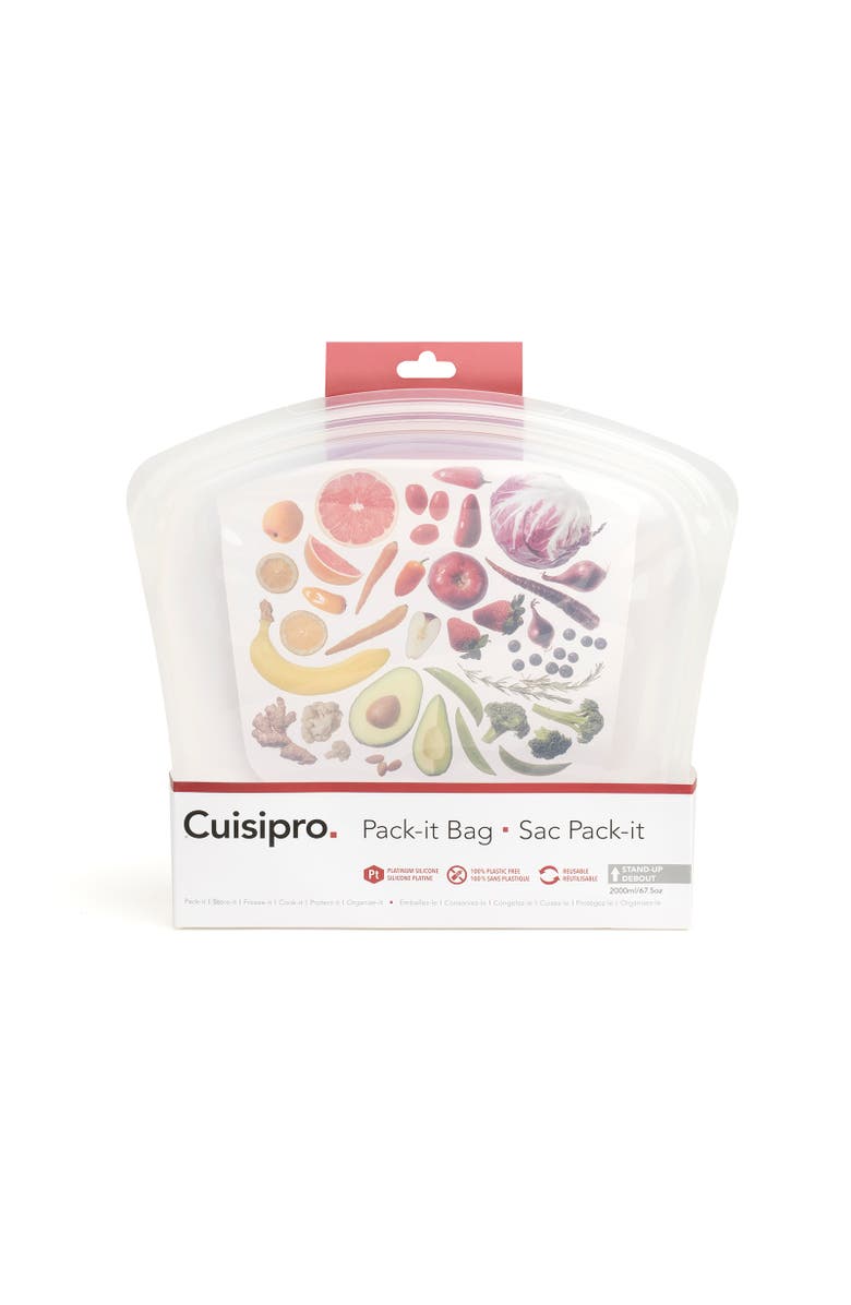 CUISIPRO Pack-It Silicone Reusable Storage Bag, 3000ml/101 oz, Alternate, color, Clear