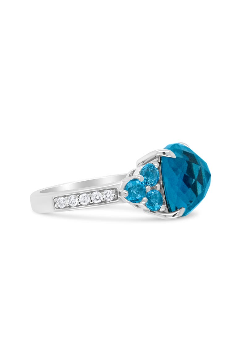 18K Gold Topaz & 1/6 Cttw Diamond 3 Stone Style Ring -  .5, Alternate, color, White