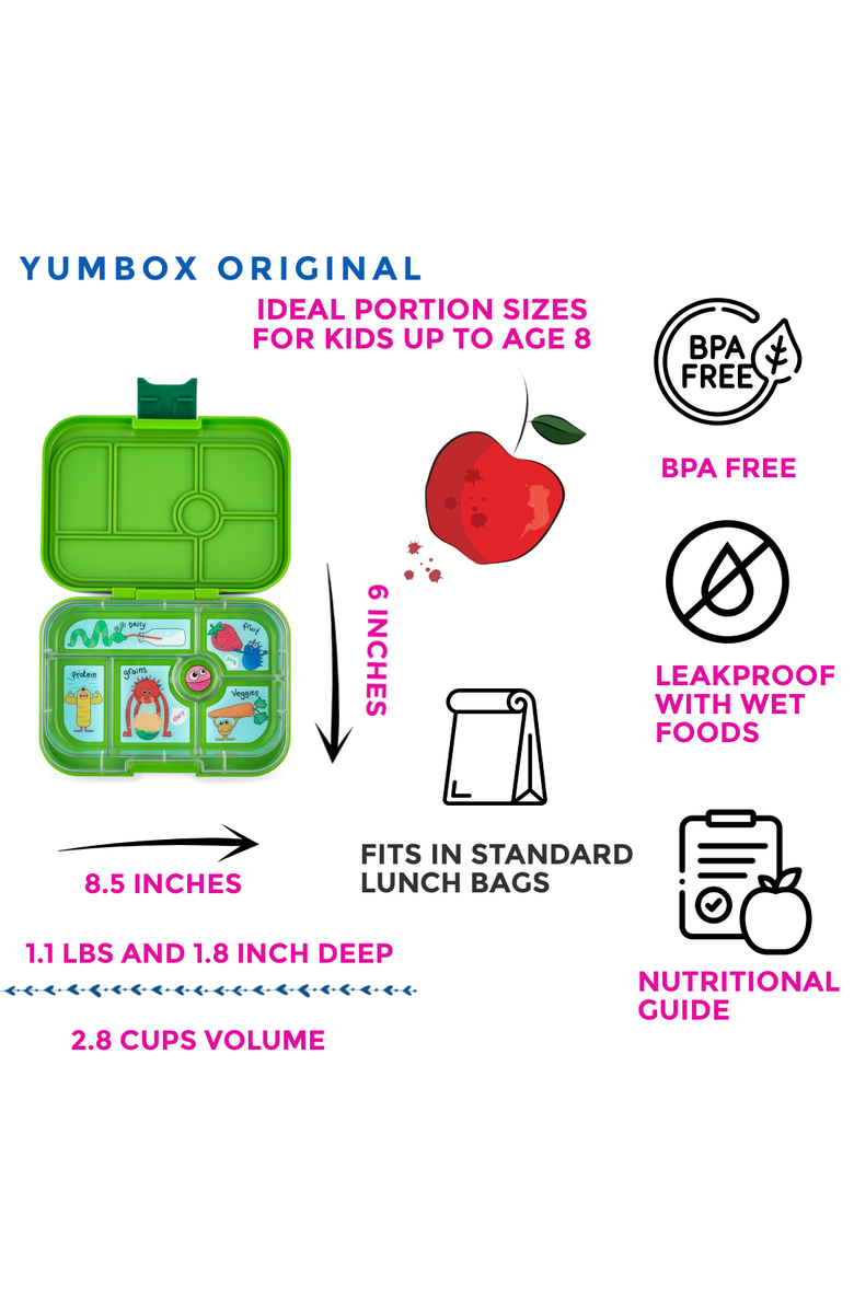 Yumbox Original Leakproof Bento Lunch Box for Kids, Alternate, color, Jurassic Green