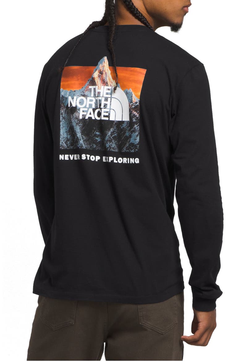 Long Sleeve NSE Box Logo Graphic T-Shirt, Alternate, color, TNF BLACK/ PHOTO REAL