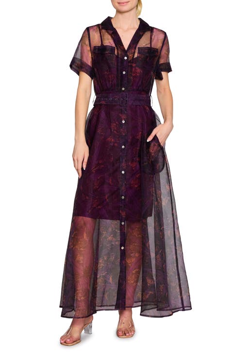 Belted Organza Button-Up Shirtdress