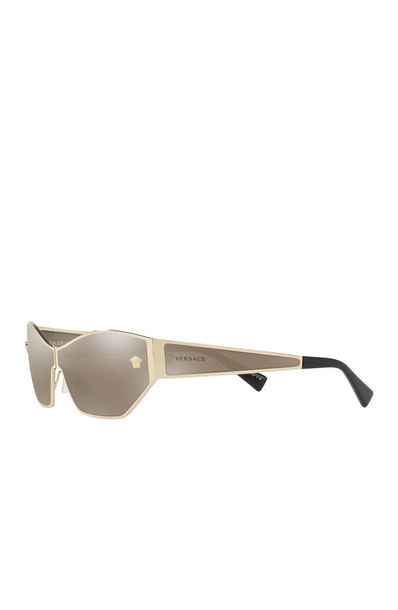 Versace 67mm Mirrored Shield Sunglasses, Alternate, color, Pale Gold
