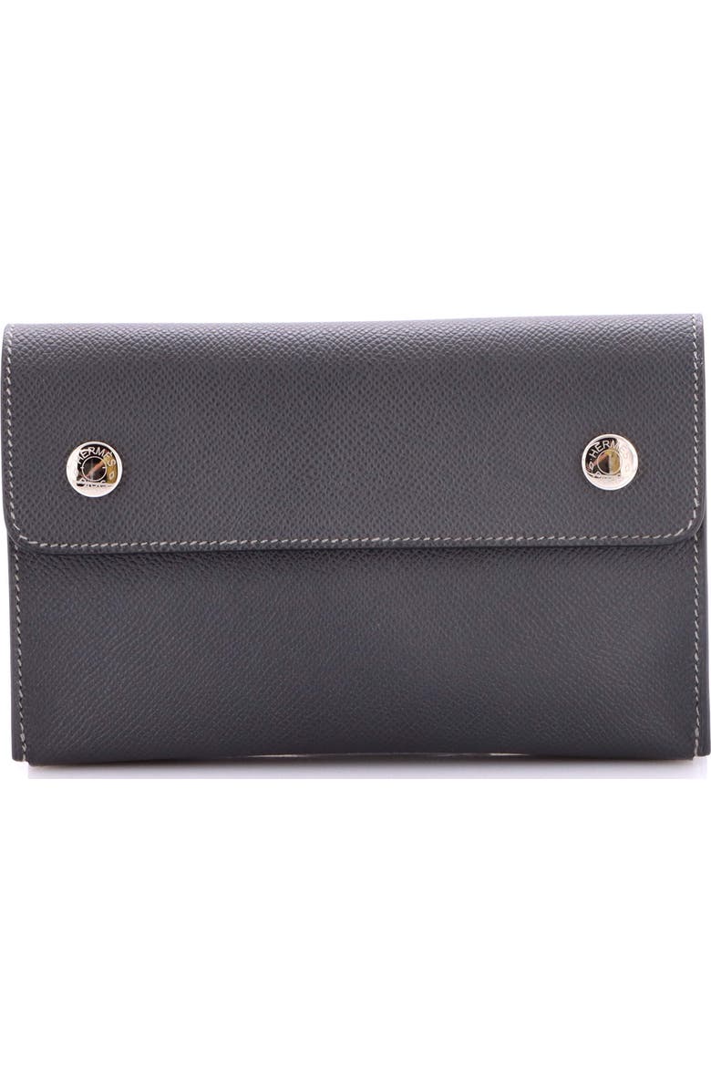 Pre-Owned Hermes Double Snap Pochette Crossbody Epsom, Main, color, Gris Misty