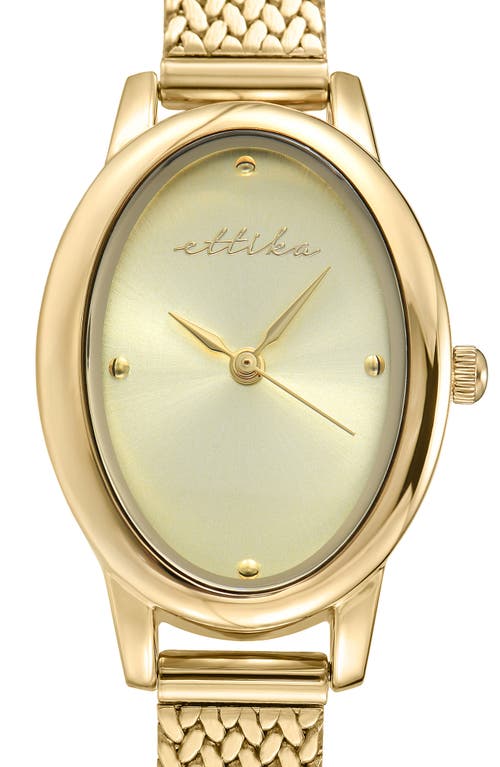 Ettika Oval Face Mesh Strap Watch In Gold