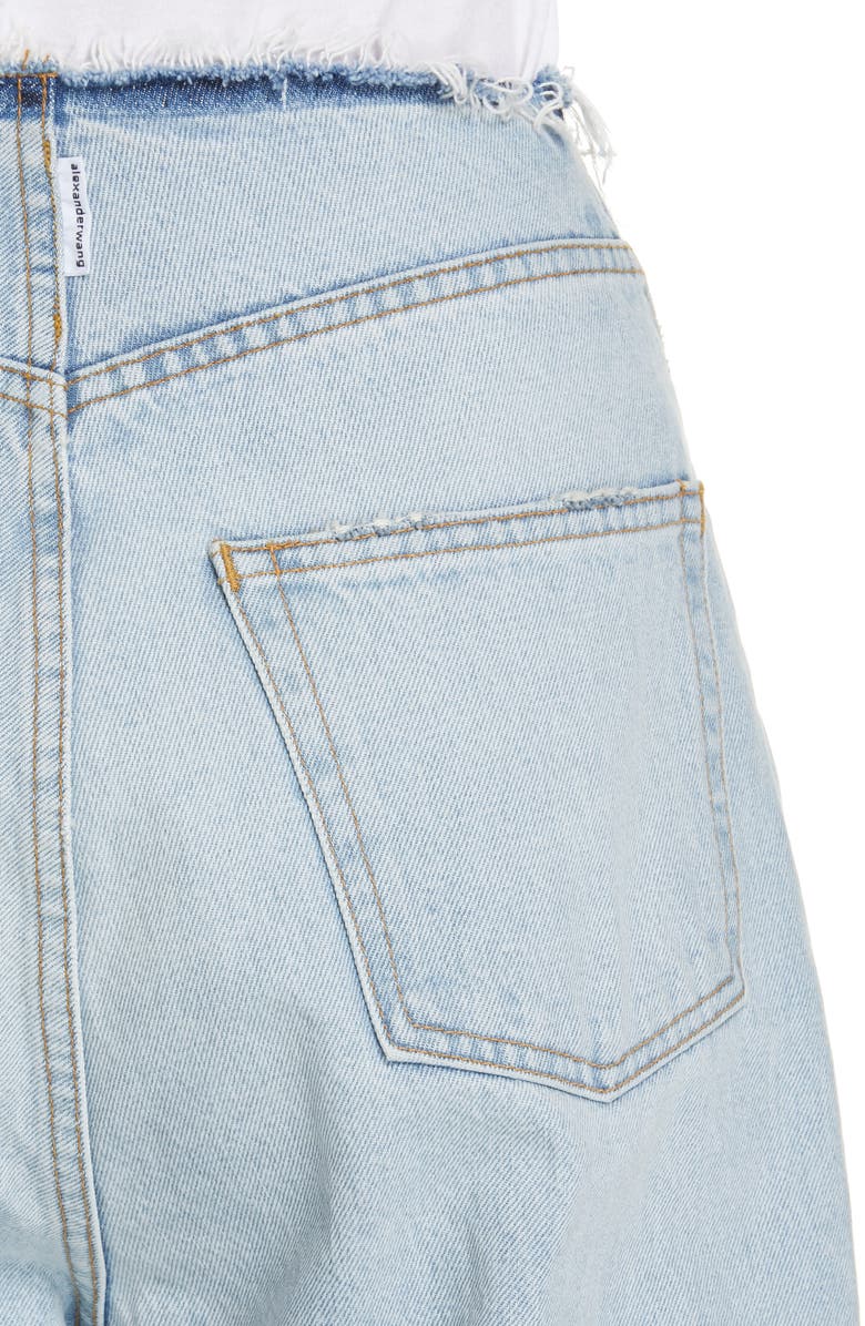 alexanderwang.t Denim x Alexander Wang Brace Distressed Waist Wide Leg Jeans, Alternate, color,