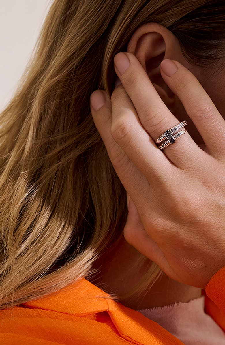 John Hardy Spear Flex Ring, Sterling Silver, Pavé, Alternate, color, Silver