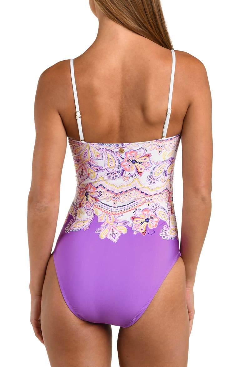 Lilac Cascade Bandeau One-Piece Swimsuit, Alternate, color, PURPLE MULTI