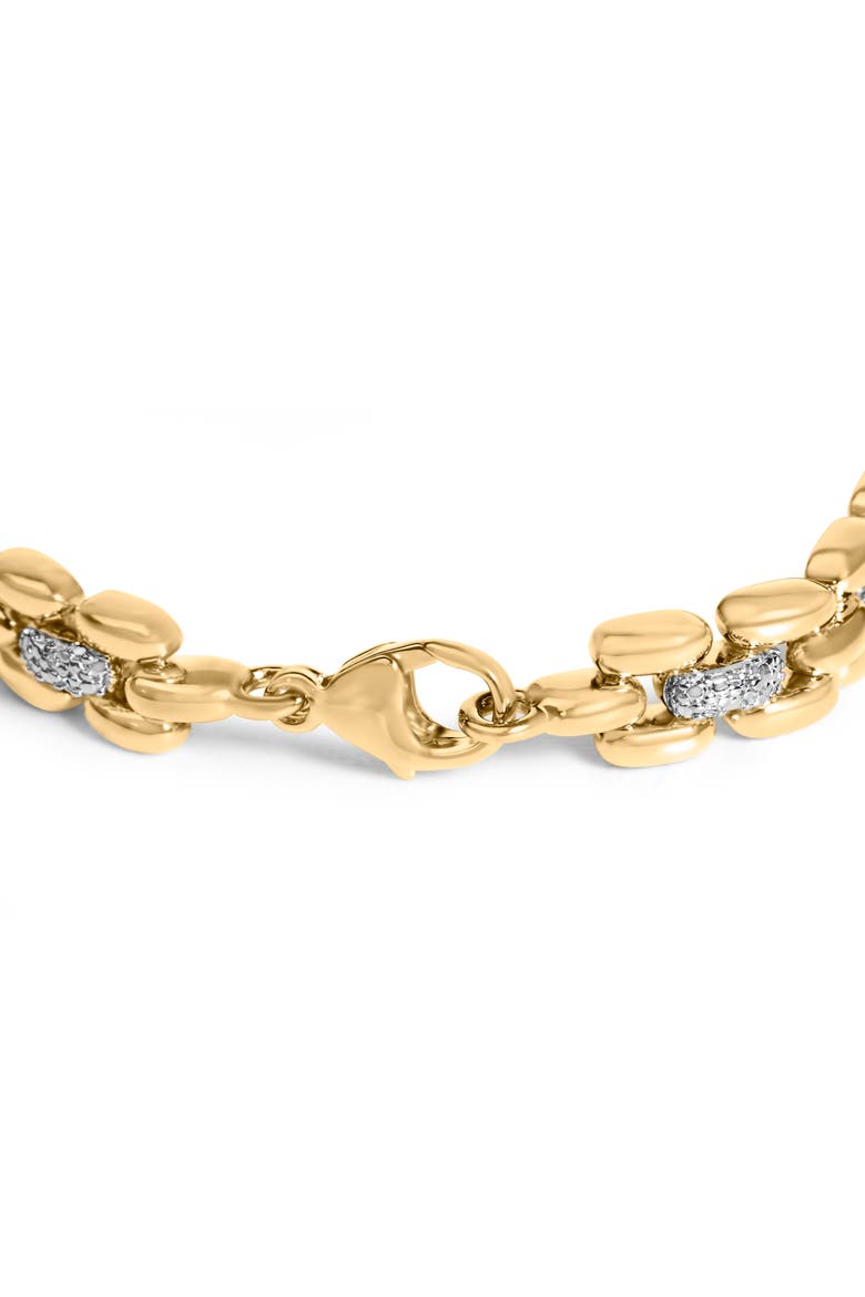 Gold Vermeil Plated Sterling Silver 1/7 Cttw Diamond Panther Link Bracelet, Alternate, color, Silver