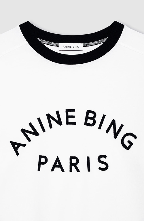 Anine Bing Short Sleeve Top Featuring Contrast Trim In White