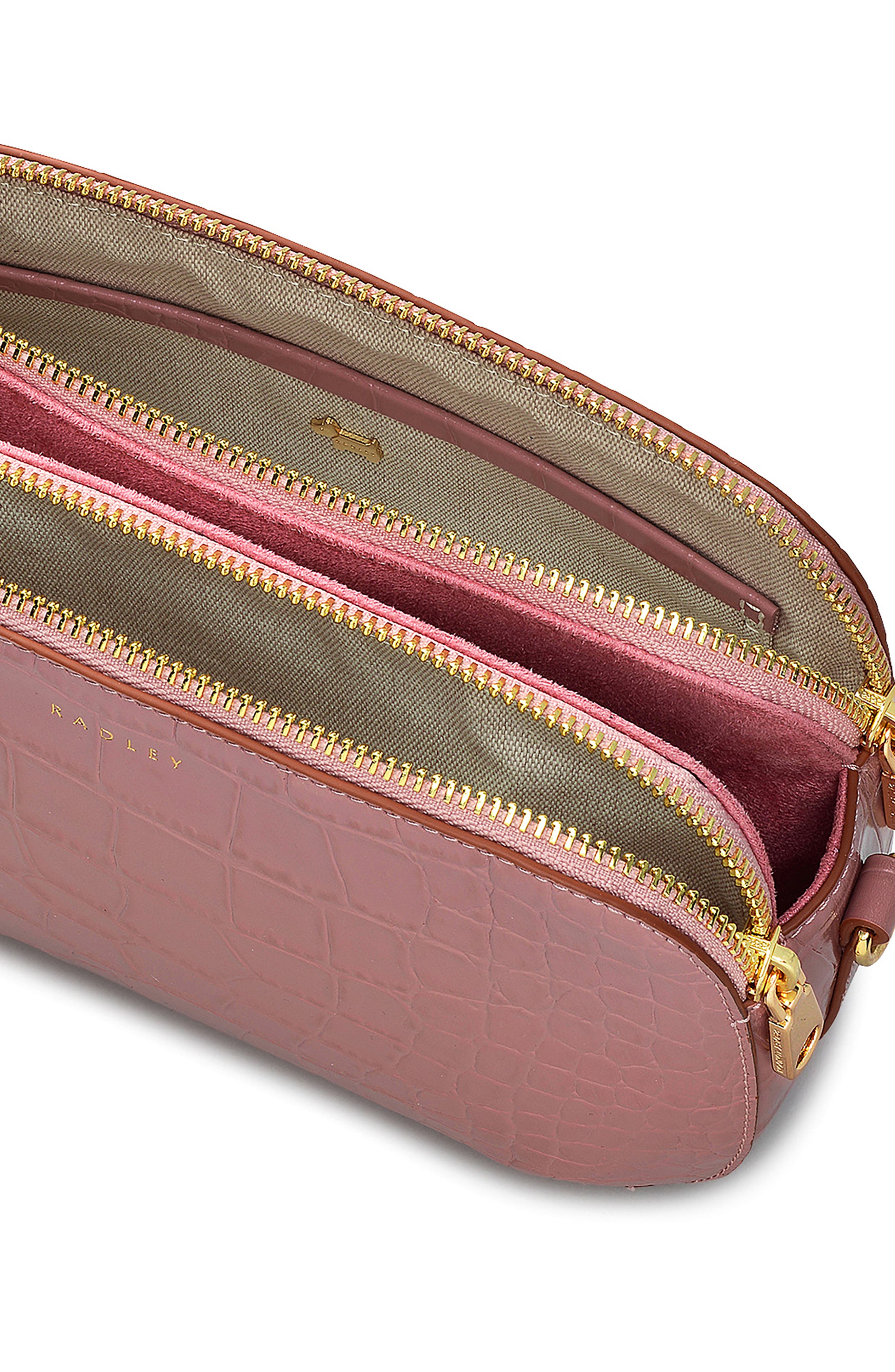 Radley Medium Duke's Place Croc Embossed Leather Crossbody Bag, Alternate, color, French Rose