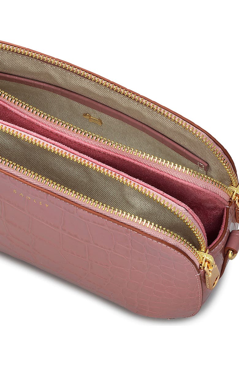 Radley Medium Duke's Place Croc Embossed Leather Crossbody Bag, Alternate, color, French Rose