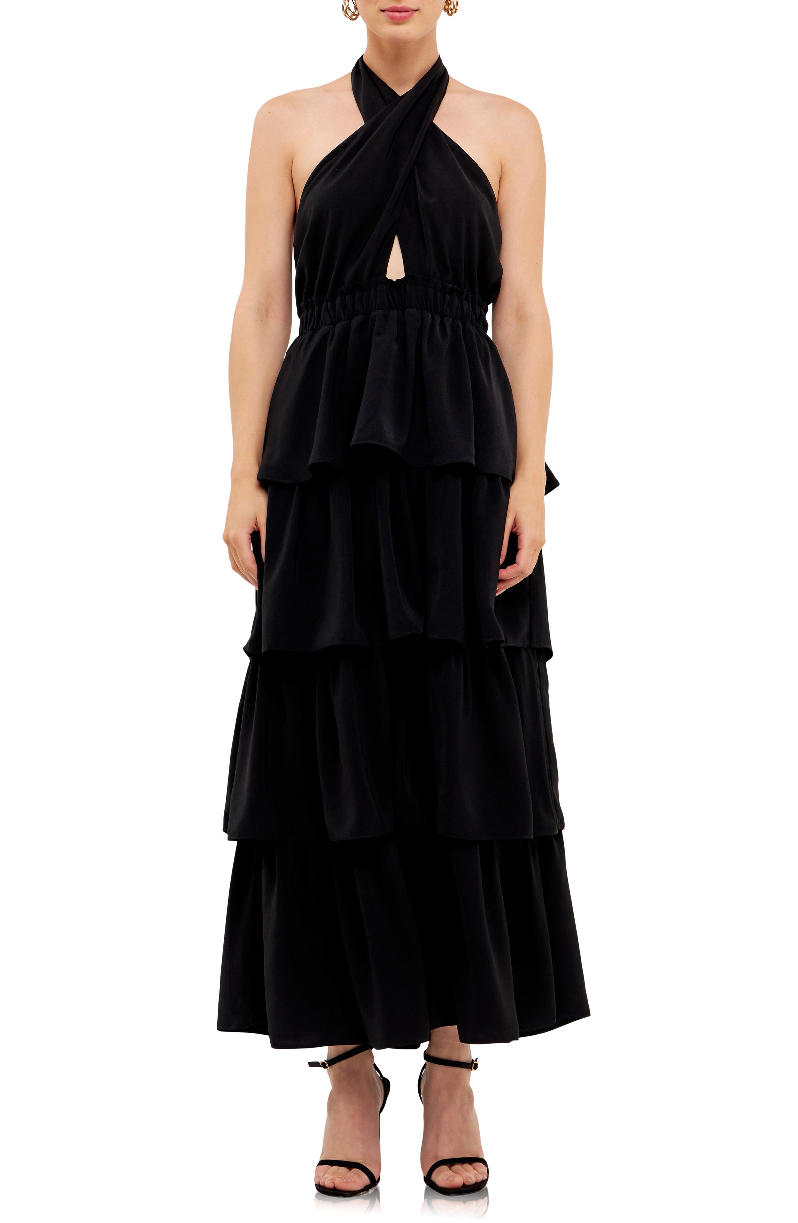 Halter Neck Tiered Maxi Dress