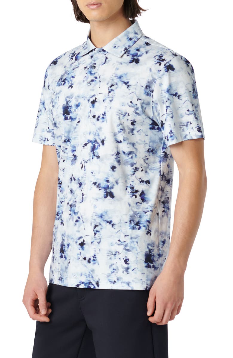 Bugatchi Hendrix Digital Watercolor Print Pima Cotton Polo, Alternate, color, Classic Blue