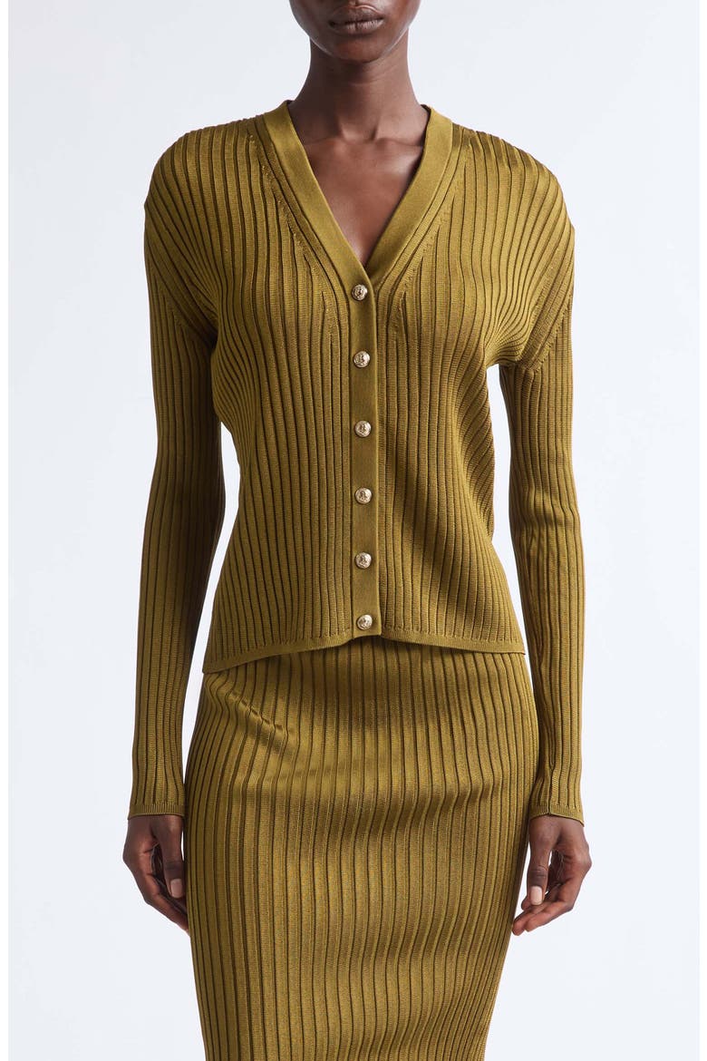Ribbed Cardigan, Main, color, A86 OLIVE GREEN