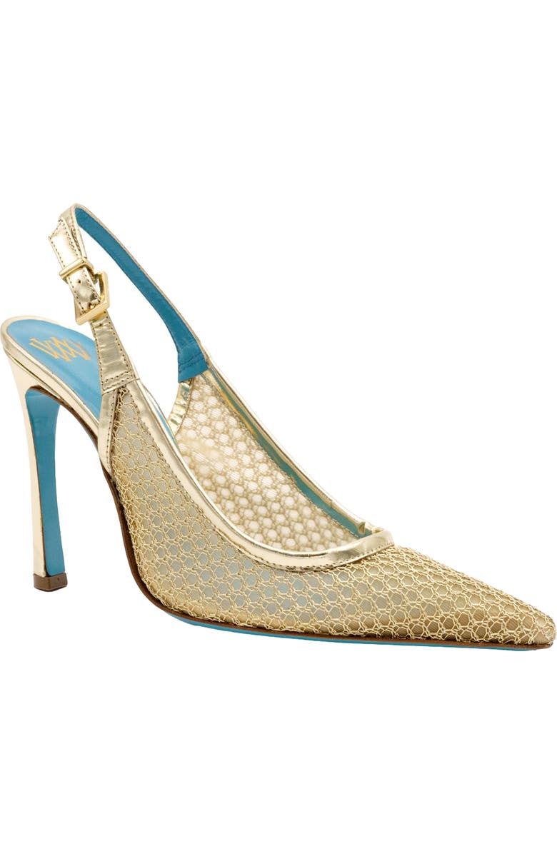 Valentina Rangoni Rea Mesh Slingback, Main, color, Gold Nadira