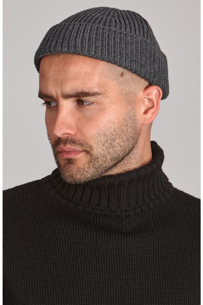 Craster Merino Fisherman Beanie, Alternate, color, Charcoal