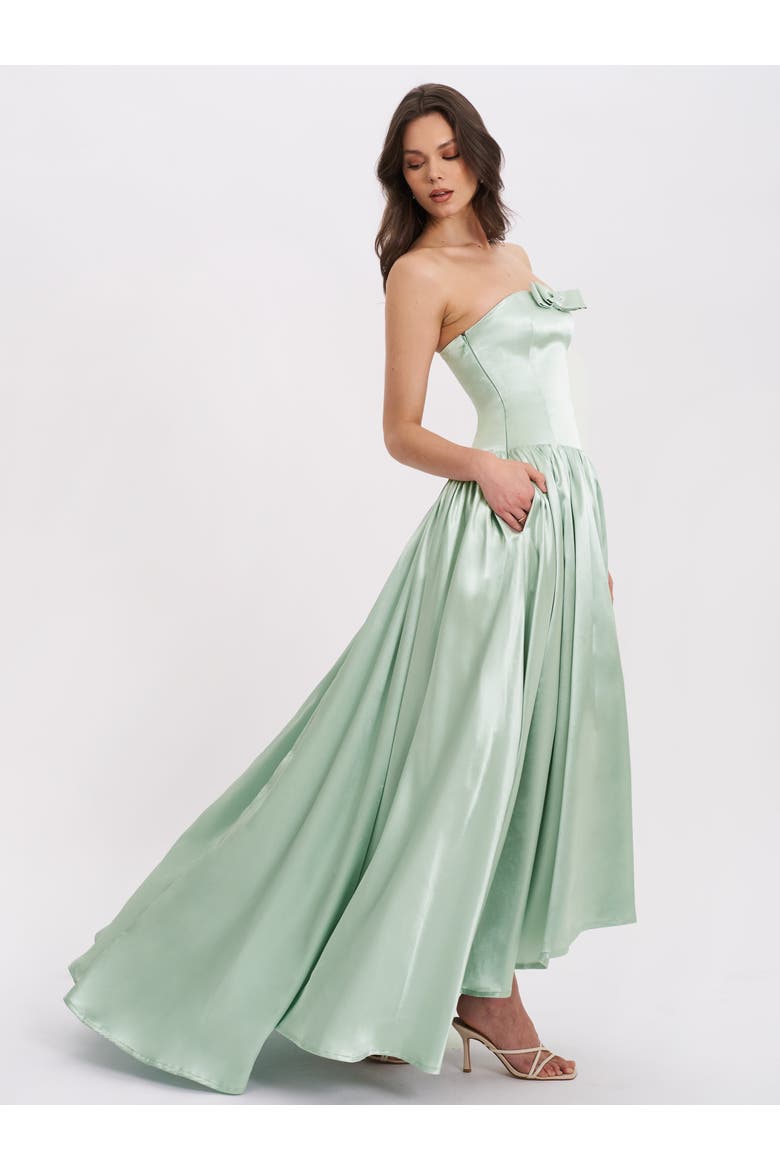 Lael Back Button Trailing Gown, Alternate, color, Mint Green