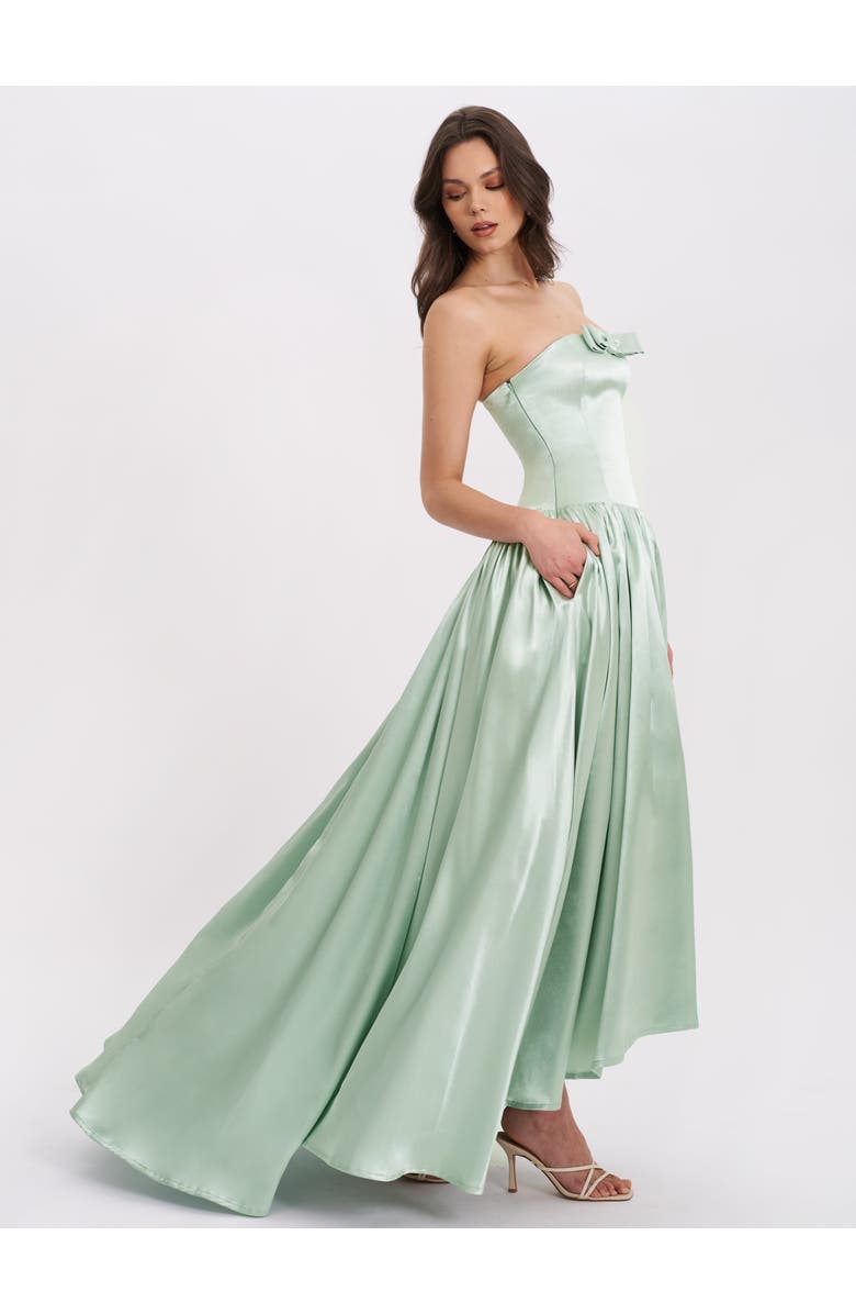 Miss Circle Lael Back Button Trailing Gown, Alternate, color, Mint Green