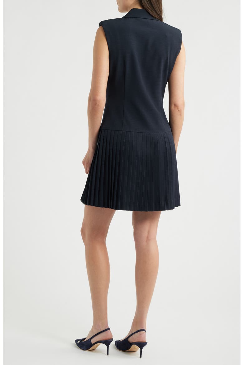 Pleat Detail Sleeveless Shirtdress, Alternate, color, NAVY