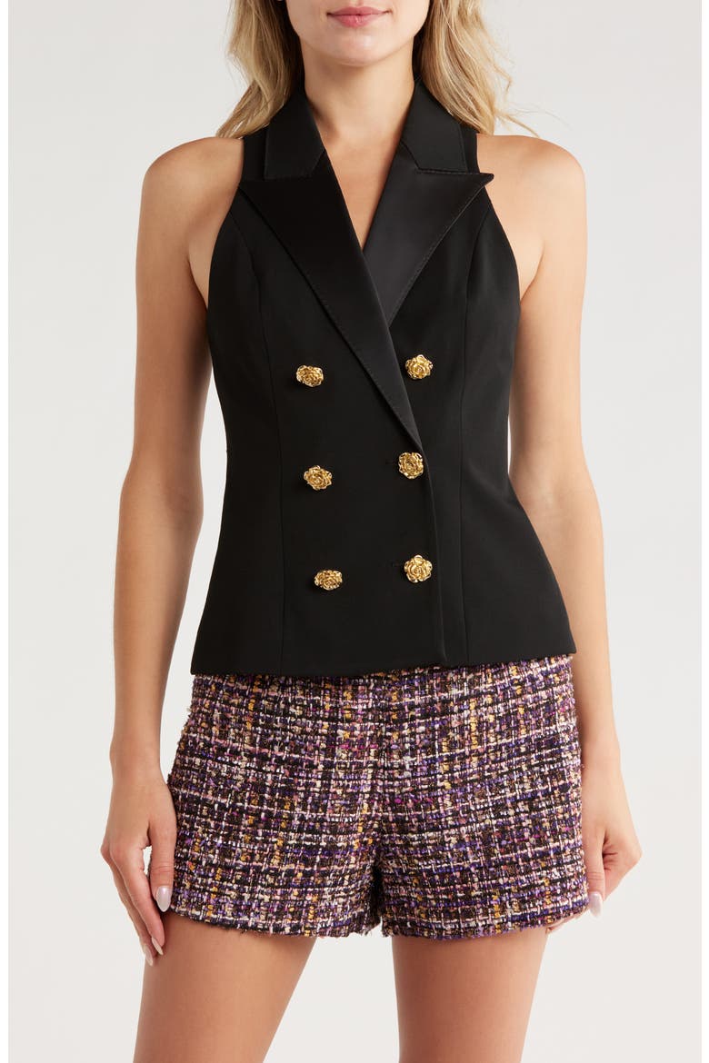 Vesper Double Breasted Vest, Main, color, BLACK