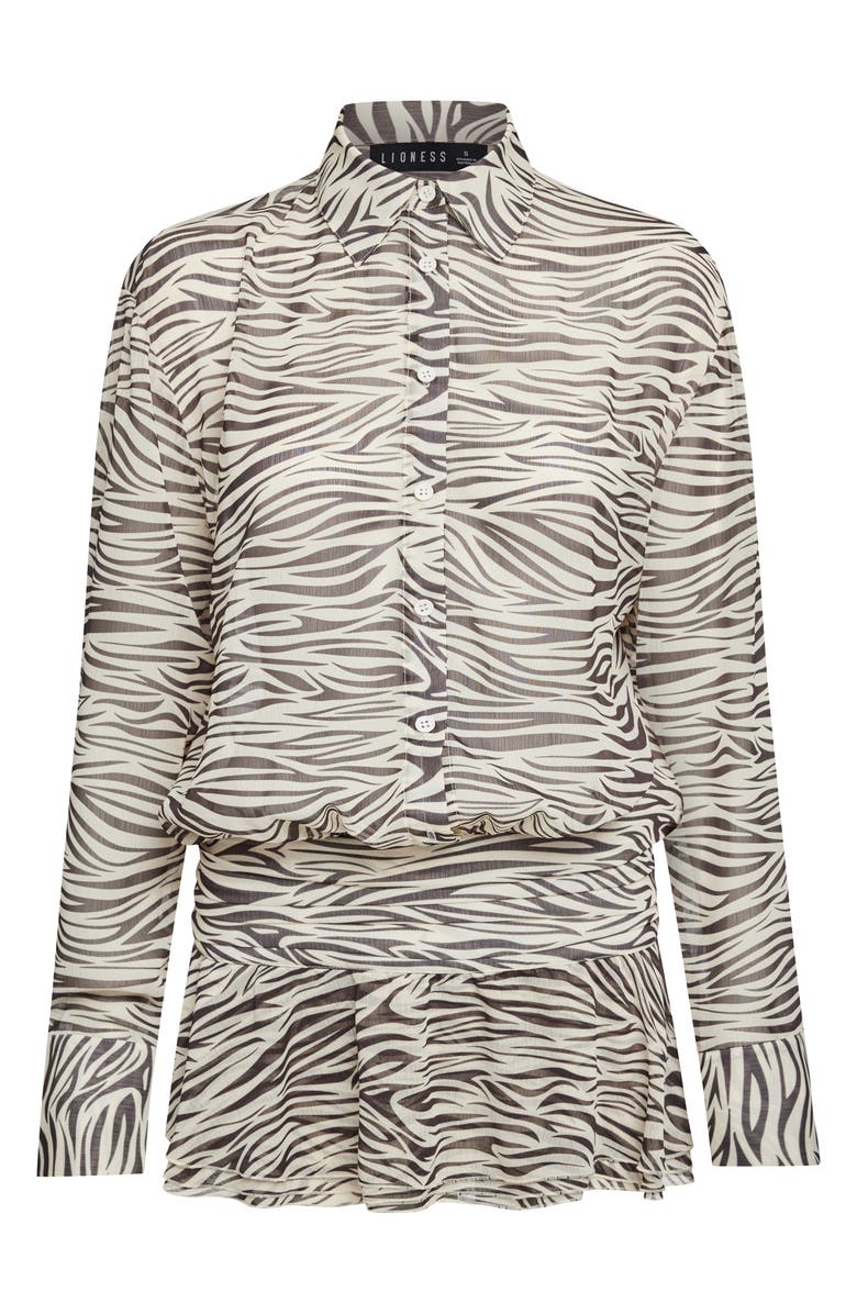 LIONESS Girls, Girls, Girls Zebra Stripe Long Sleeve Minidress, Alternate, color, Zebra