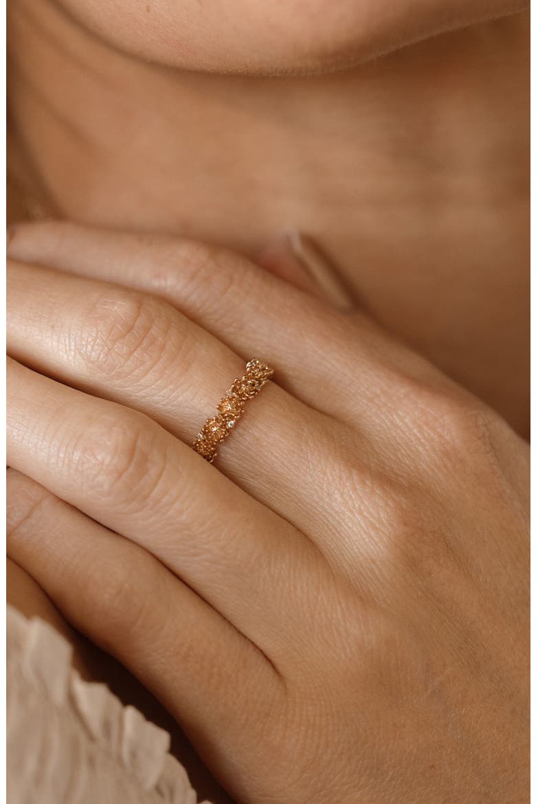 Cubic Zirconia Birthstone Flower Eternity Band Ring, Alternate, color, GOLD NOVEMBER