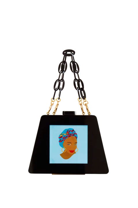 Molly Acrylic Triangular Box Clutch w/strap