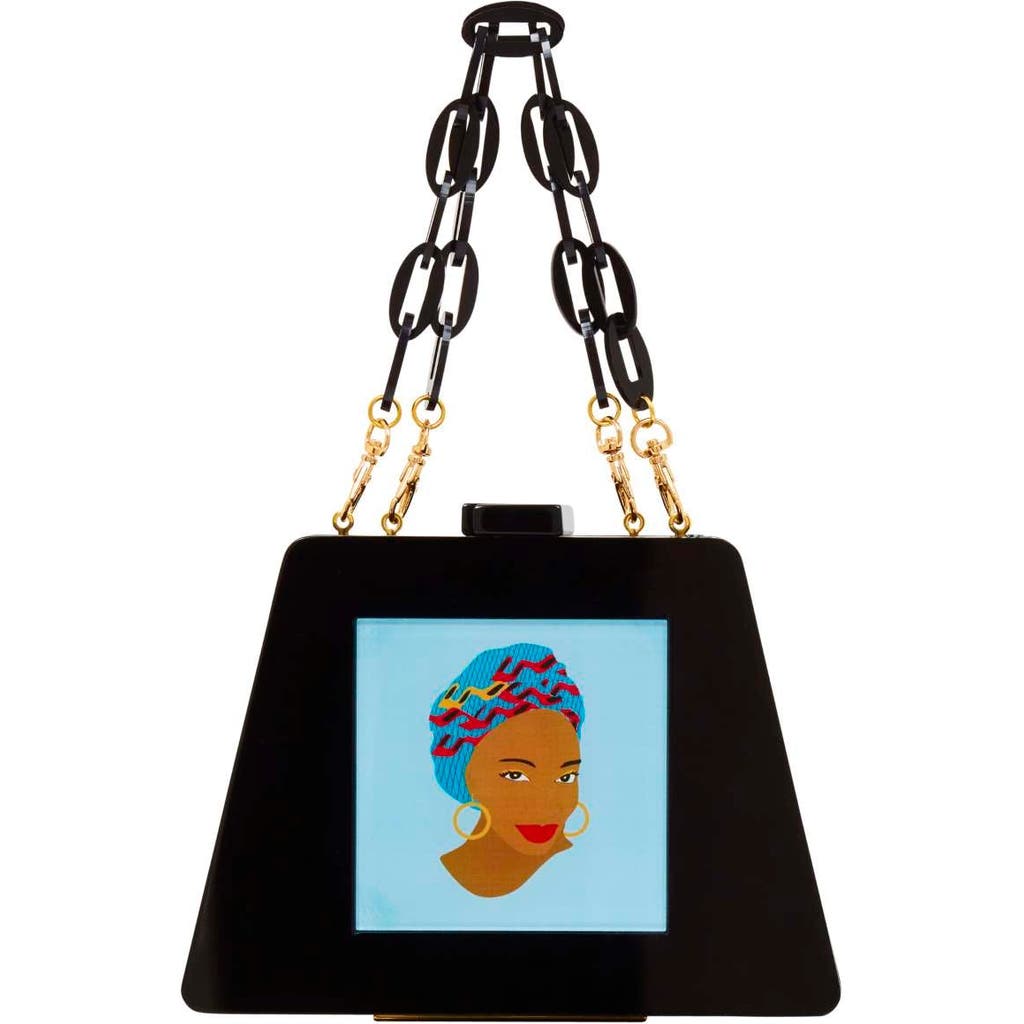 Larallan Molly Acrylic Triangular Box Clutch W/strap In Black